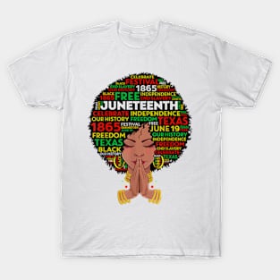 Juneteenth Melanin Black Women Girl Natural Hair Afro Queen T-Shirt